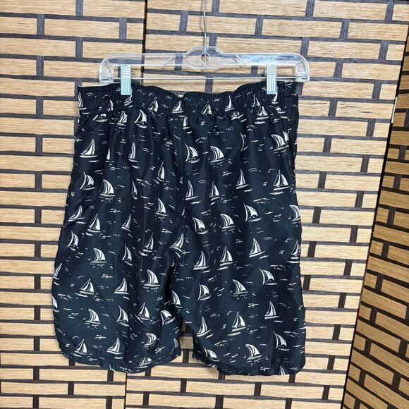 U.S. Polo Assn Black And White Sailboat Swim Trunks Size Medium - Picture 2 of 7